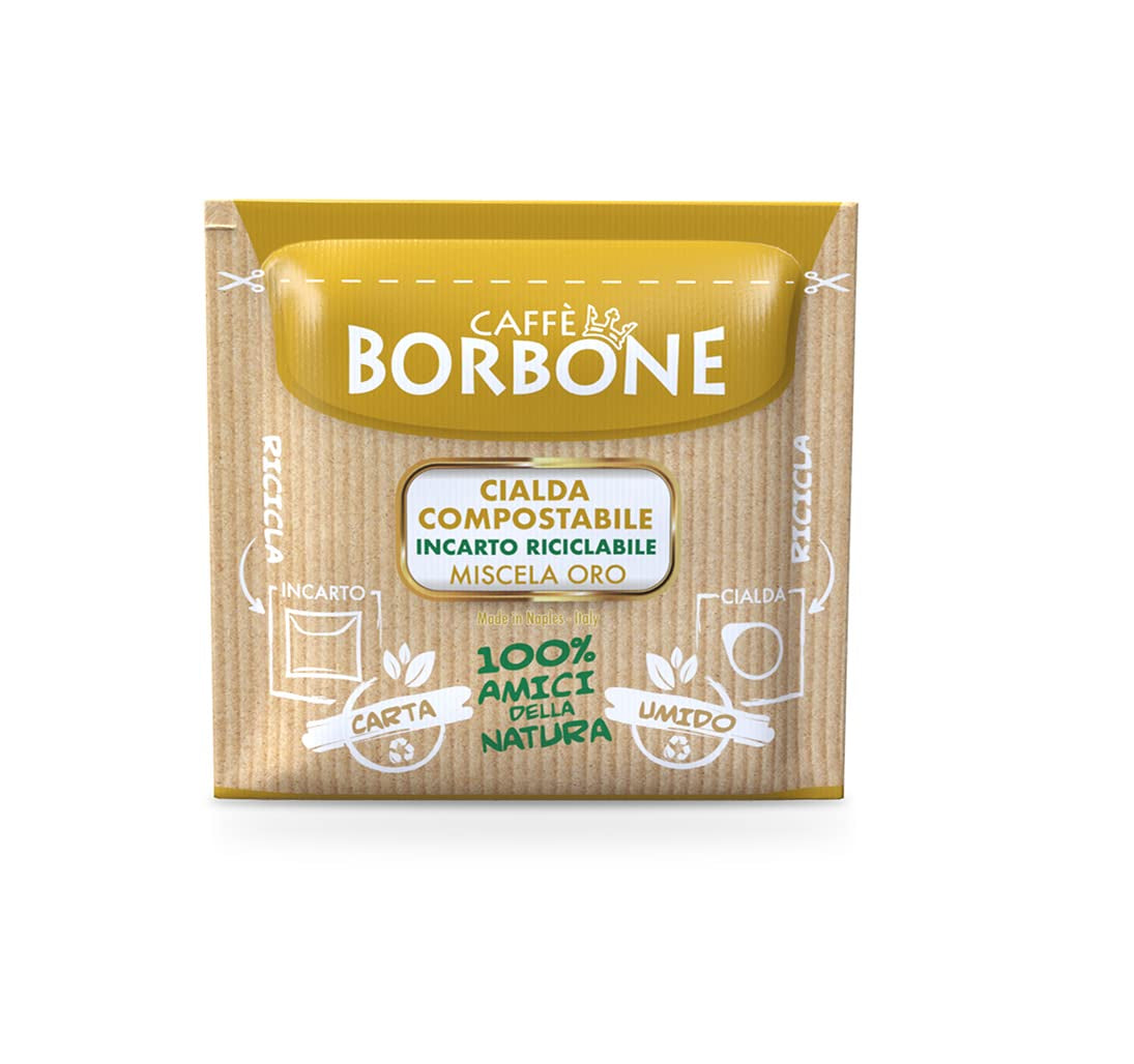 Caffè Borbone Kompostierbare Kaffeepads, Gold-Kaffeemischung - 100 tampons - Compatible avec les tampons en papier ESE System 44 mm