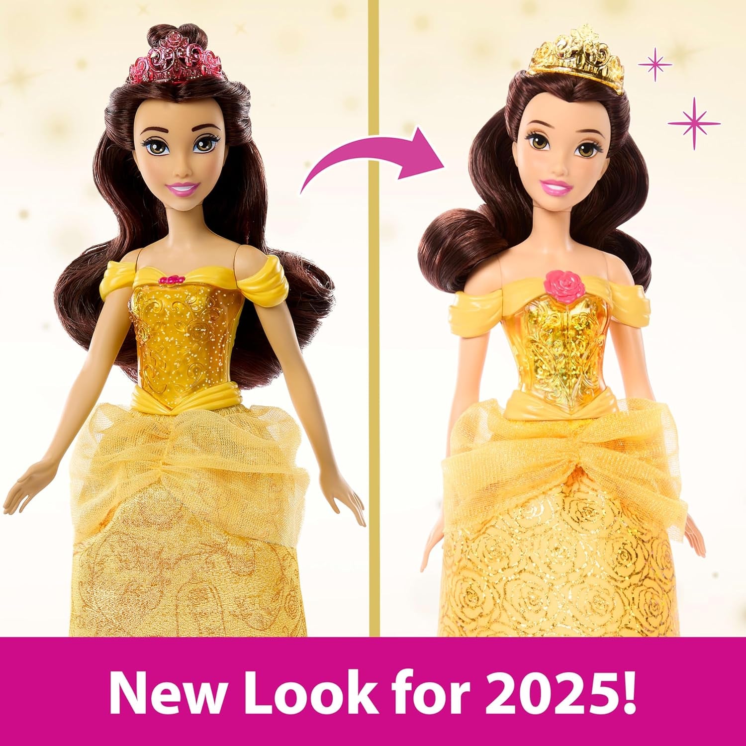 Mattel Disney Princess Toy Poupée articulée Belle avec vêtements et accessoires étincelants Cadeau inspiré du film Disney pour enfants HLW11