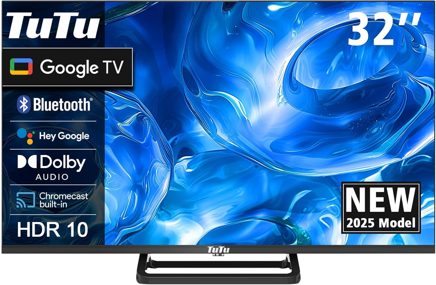 TuTu TUS43UQ1A Smart TV 43 inch (108 cm) 4K UHD LED TV Android TV cu WLAN, HDR, triplu tuner DVB-C/S/S2/T/T2, Bluetooth, Prime Video, Netflix, YouTube, DAZN, Disney+