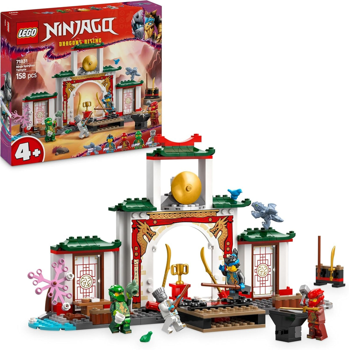 LEGO NINJAGO Spinjitzu-Tempel der Ninja - Spielset mit 4 Minifiguren und 1 Drachen Figur - Bauset - Weihnachts- oder Geburtstagsgeschenk für Jungen und Mädchen ab 4 Jahren 71831