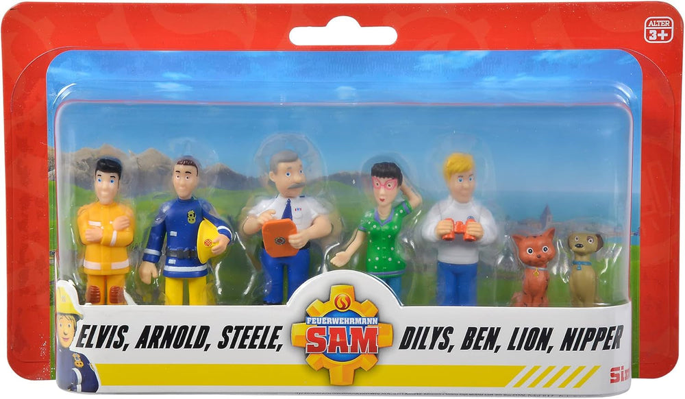 Simba 109252538 - Set de figurine Fireman Sam, 6 piese, 2 asortate, O singură versiune furnizată, 5-7cm figurine de joacă, De la 3 ani Action figures Naty Shop Titlu implicit
