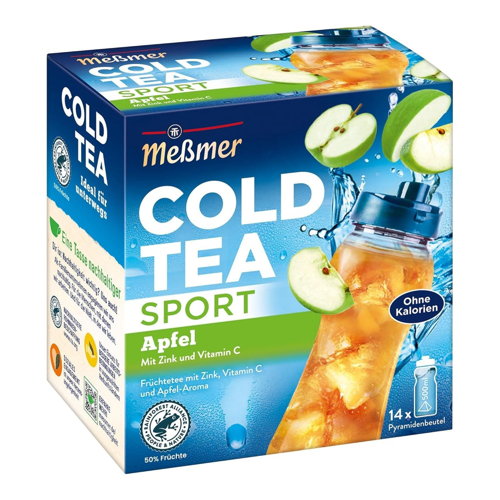 Meßmer Cold Tea Trinkpause Zmeură | Ceai de fructe, aromatizat natural, cu gust de zmeură | Ediție limitată | Pentru infuzie rece | 14 pliculețe piramidale