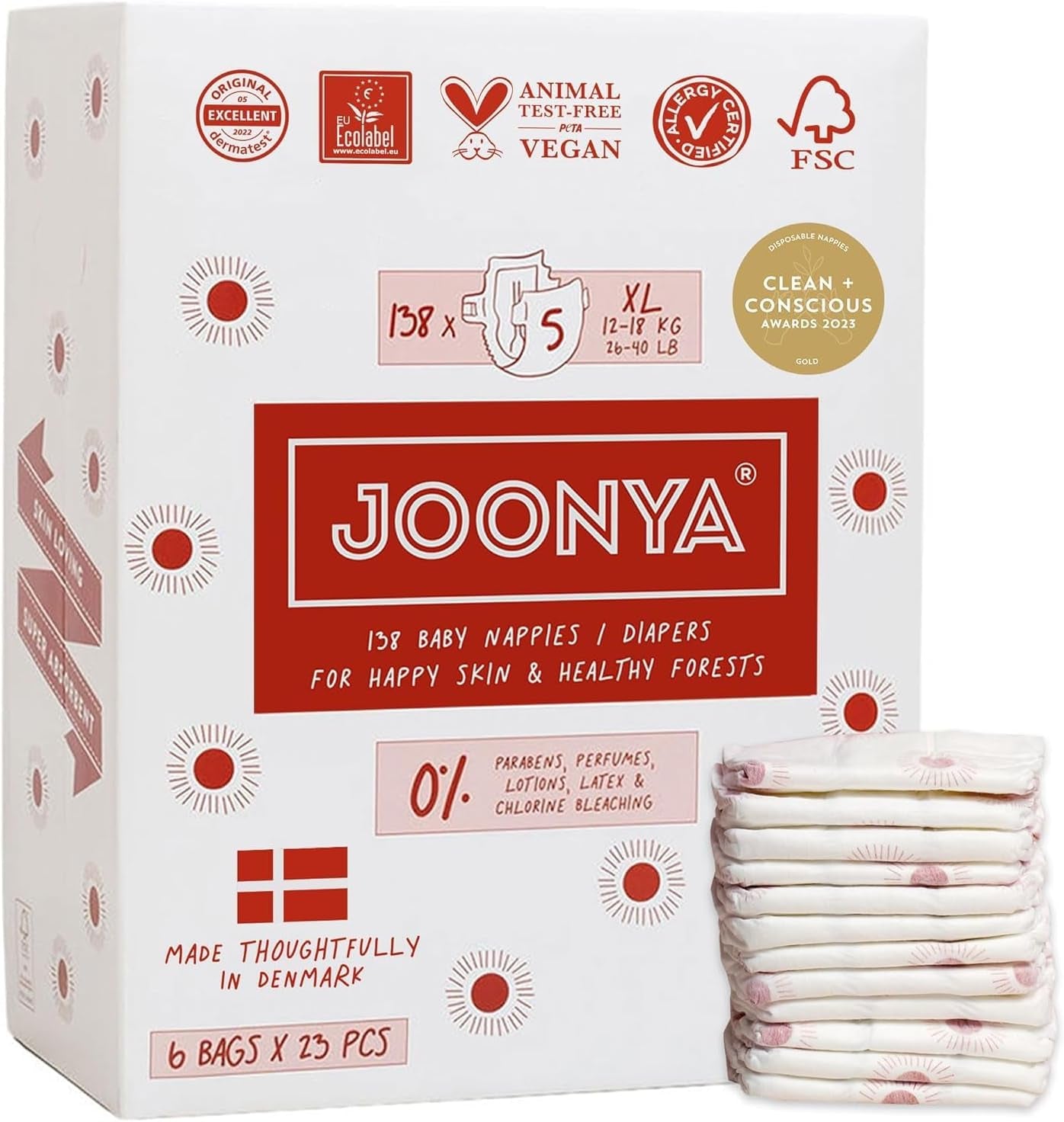 Couches bébé taille 3M (4-8 kg) - 1 sachet de 28 - Sans substances nocives, écologiques, très absorbantes, adaptées à un usage nocturne, ultra fines et douces - Fabriquées au Danemark