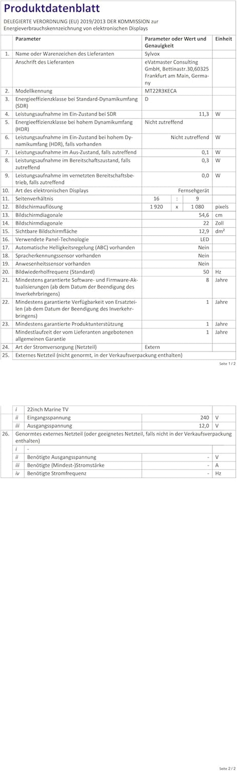 Televizor SYLVOX de 12 volți, televizor de camping de 22 de inci, televizor inteligent Android 1080P cu player DVD integrat, tuner triplu WiFi Bluetooth alimentat DC/AC fără ramă pentru autorulote, camioane, caravane, autoutilitare și bărci