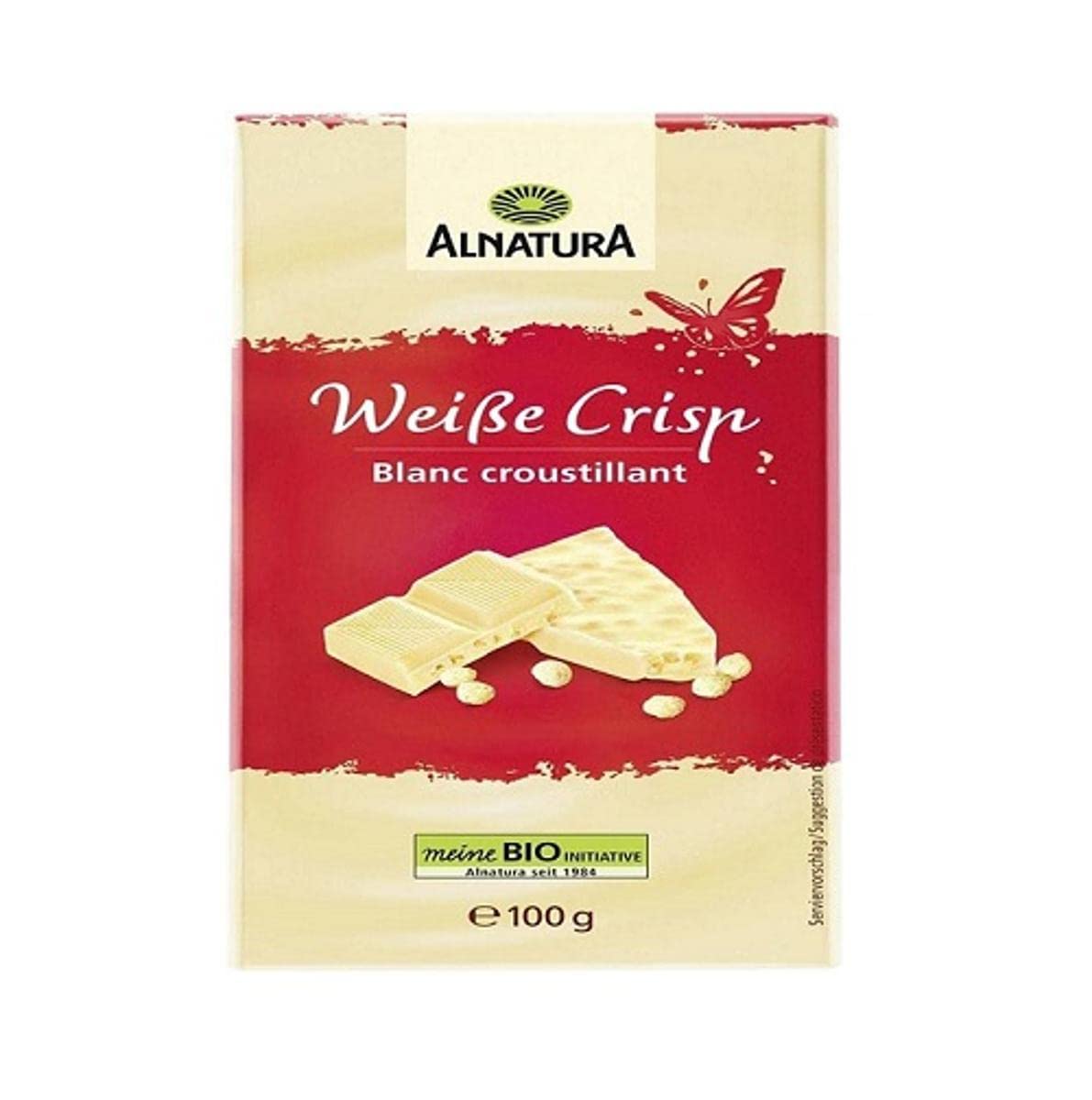 Alnatu Crispy White Chocolate - Chocolat blanc avec boulettes de riz croustillantes sans lécithine ajoutée