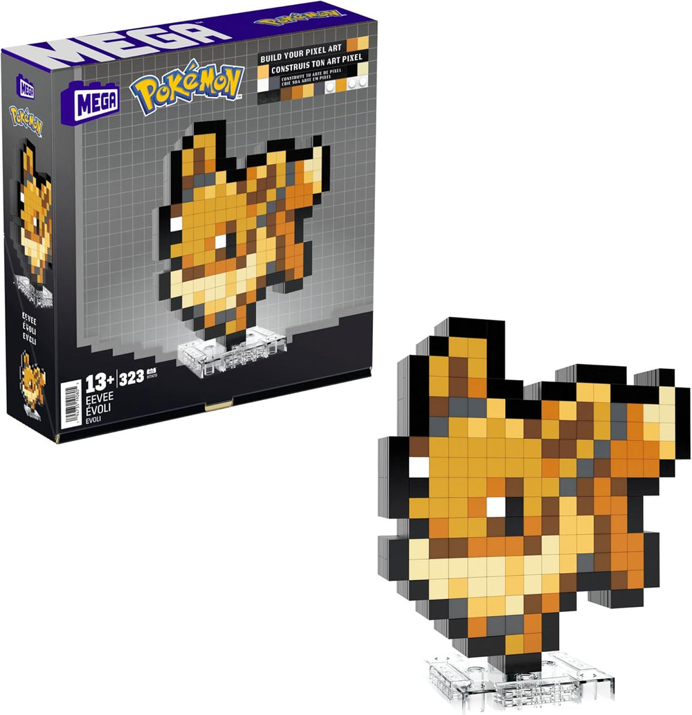 MEGA Pokémon Schiggy - Figurine conçue au look rétro, Pixel Art, 15 cm de large, avec base pour le montage mural, pour les enfants et les adultes, HTH77