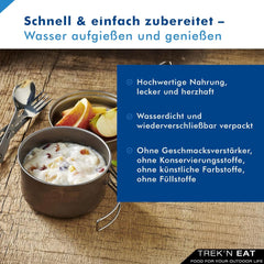 Trek'n Eat Fruity Semolina Pudding – Dessert crémeux à la semoule fruitée pour les activités de plein air, la randonnée et les fournitures d'urgence | Pudding de semoule prêt à l'emploi avec de l'eau, longue conservation, sans additifs