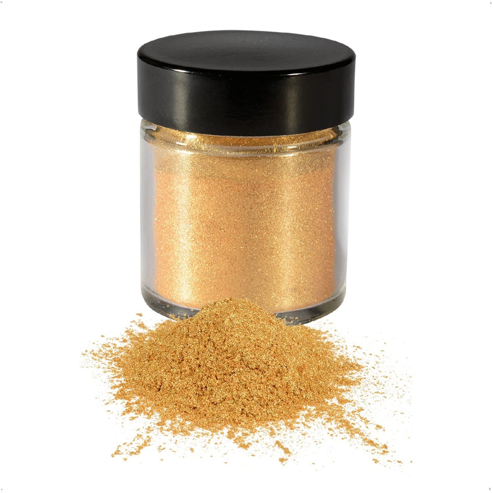 Günthart Backdecor Poudre d'or – Paillettes comestibles, poudre colorante alimentaire, paillettes pour boissons – Petites paillettes avec poussière d'or pour les amateurs de pâtisserie, 1 paquet (1 x 7 g)