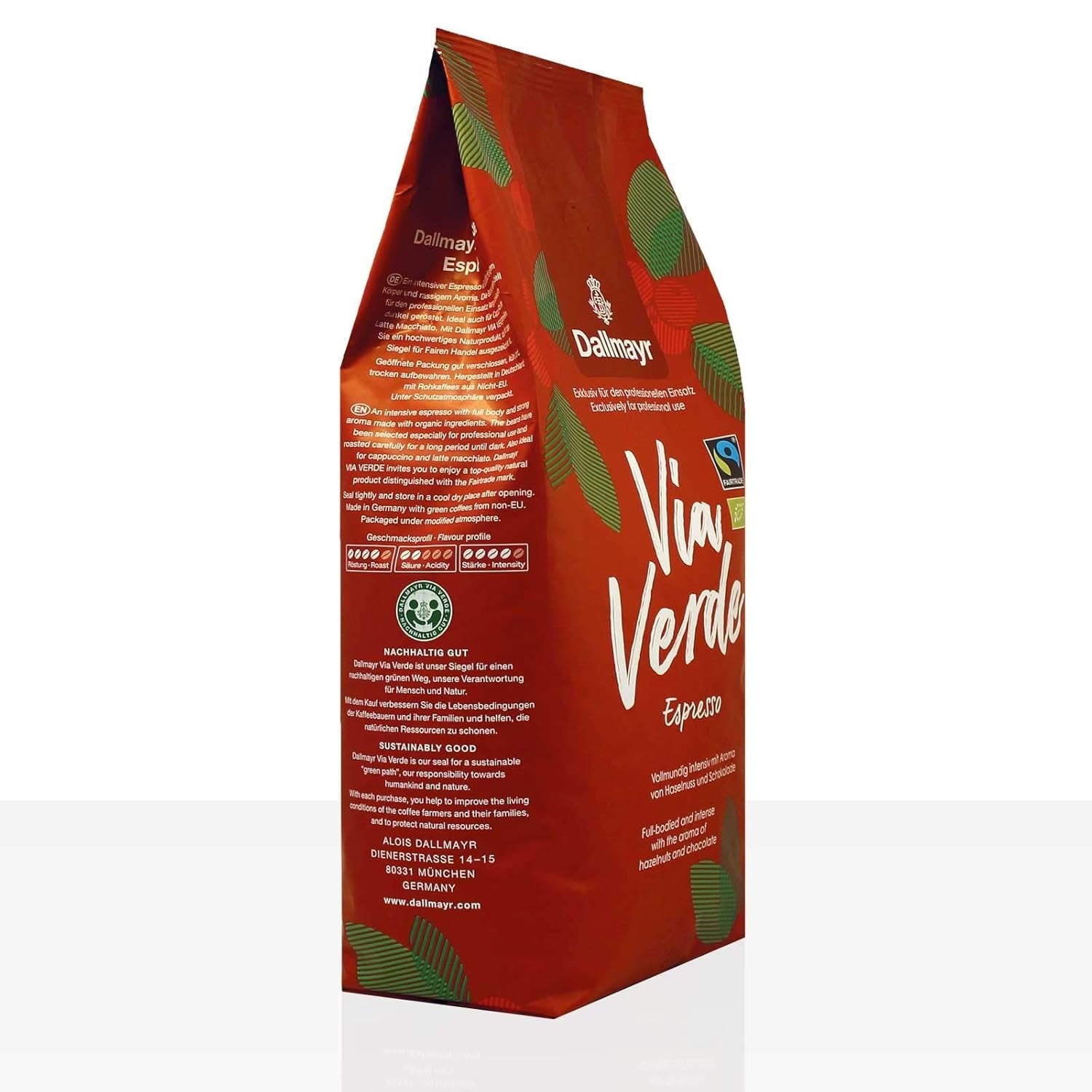 Via Verde Espresso Bio Fairtrade - 6 x 1 kg Café en grains entiers