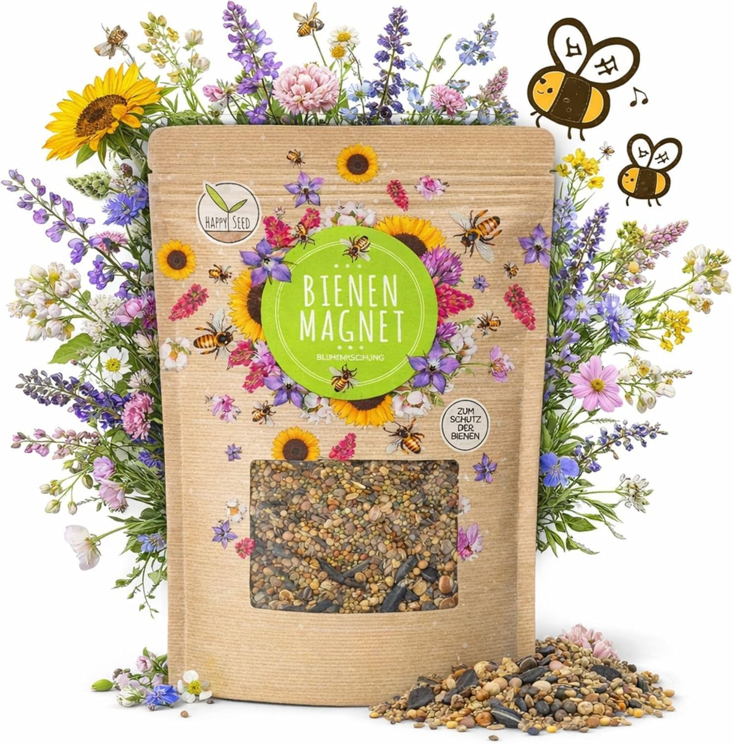 100 g de graines de fleurs sauvages pour un pâturage d'abeilles coloré – Mélange de graines de fleurs sauvages vibrantes et riches en nectar pour les abeilles et les papillons (comprend un eBook GRATUIT)