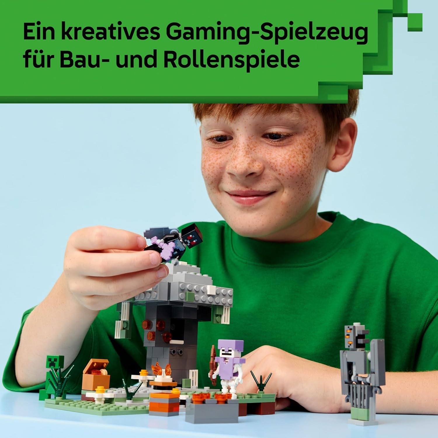 LEGO Minecraft Blasser Garden - Jeux créatifs pour enfants - Jeux pour jeunes et filles à partir de 7 ans - avec figurines Minecraft - Mottenmann, Creeper, Skelet et Knarz - Jeu - 21586