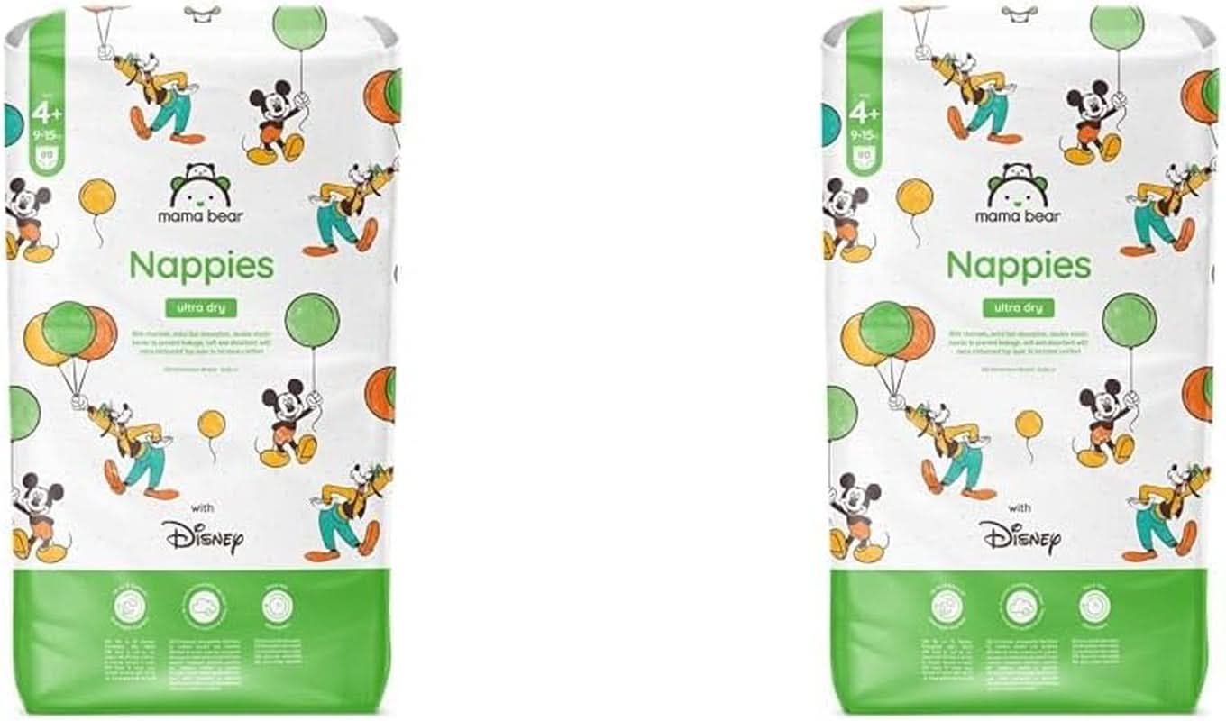 Couches Mama Bear Disney Ultra Dry taille 4 (8-14 kg), blanc, 84 pièces (1 paquet)
