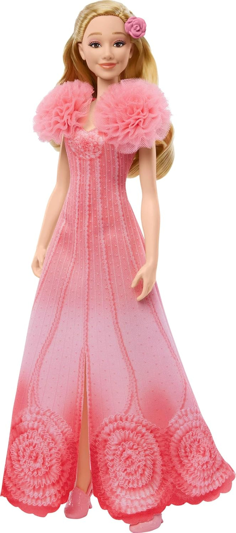 Mattel Glinda de Wicked and Accessories Poupée articulée inspirée du film avec tenue détachable Sings Loved by Us JLG49 Rose