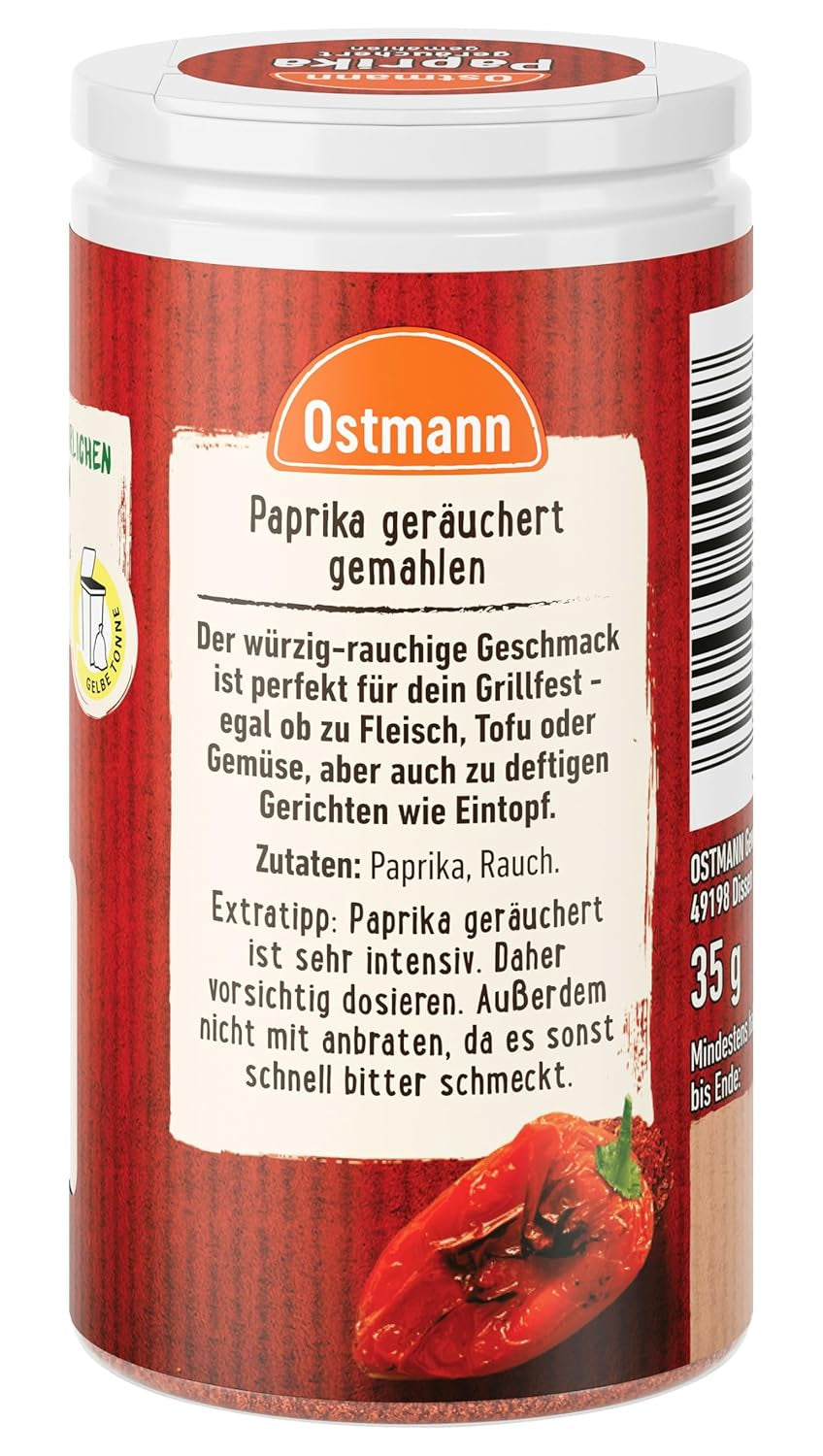 Ostmann Gewürze - Paprika cuit | Rauchiges Aroma pour Bratkartoffeln, Gulasch ou Rührei | 35 g dans Der Streudose