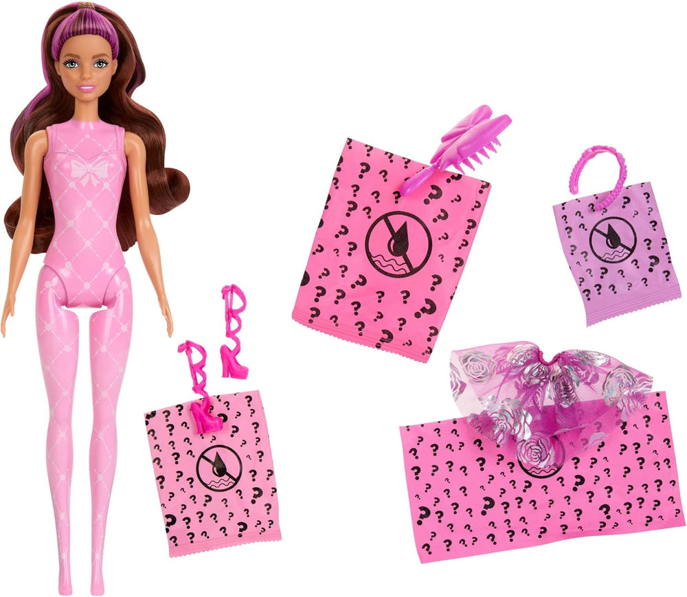 Poupée et accessoires Barbie Color Reveal, série Ballerine, 6 surprises à déballer, y compris changement de couleur, inspirées de la principale tendance du ballet (les styles peuvent varier), poupées HRK17 Naty Shop