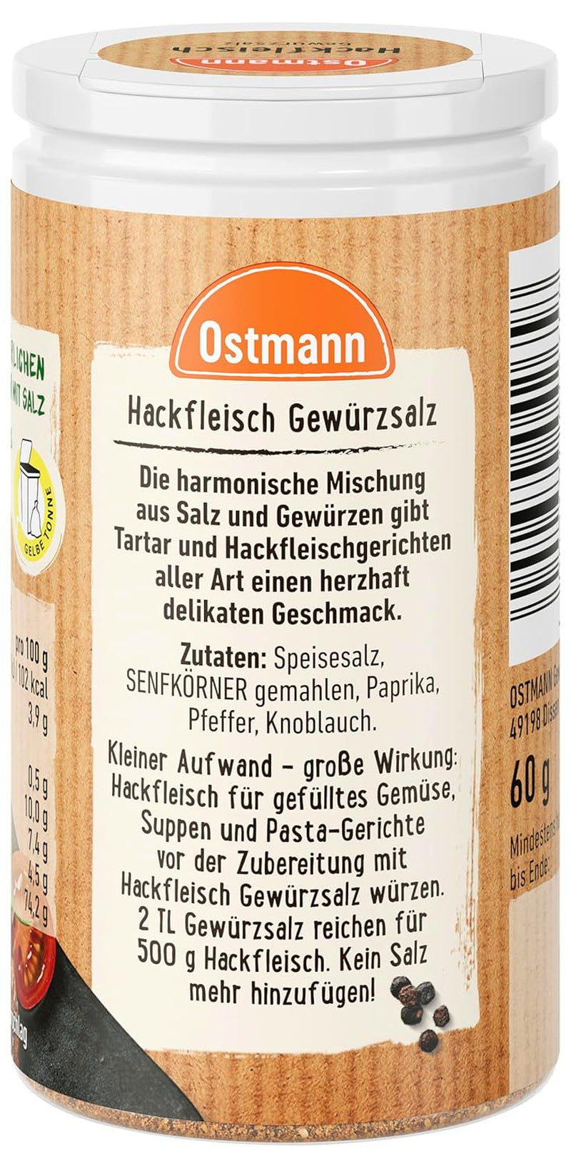 Ostmann Gewürze - Hackfleisch Gewürzsalz | Gewürz für Hackfleisch, Buletten ou Cevapcici | 60 g en Streudose