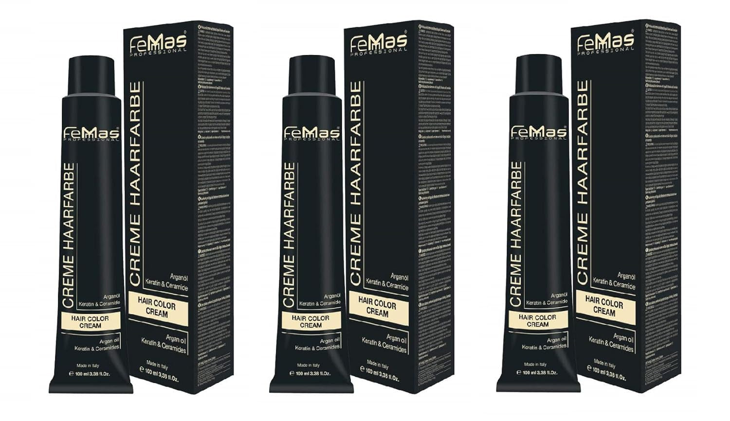 FemMas Hair Colour Pure & Mix Red I Cremă profesională cu ulei de argan, keratină și ceramide I Ca o vopsea de păr permanentă sau nuanță pentru rezultate radiante, de lungă durată I 100 ml Vopsea pentru par Naty Shop Roz metalic Pachet de 3