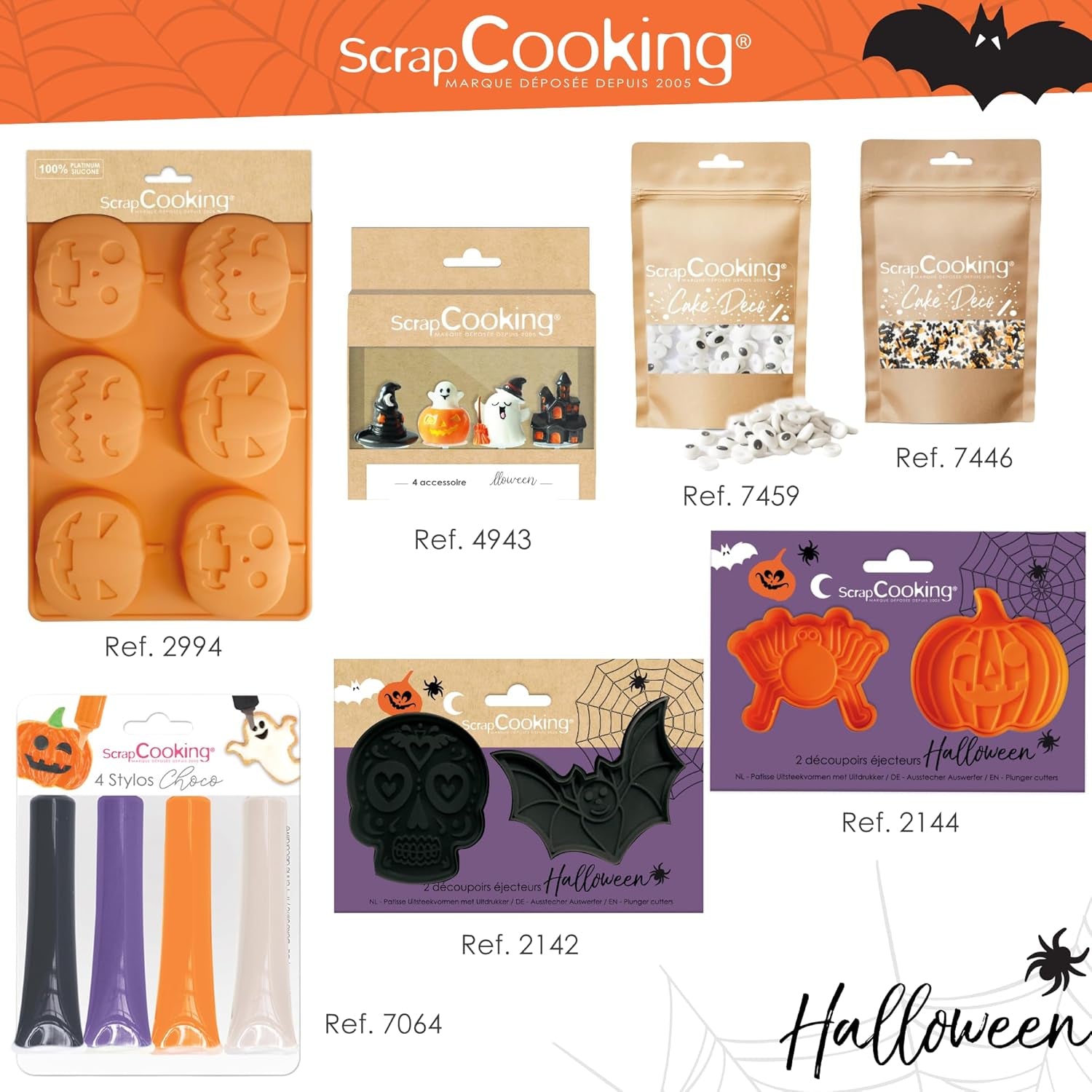 ScrapCooking - 2 Emporte-pièces Halloween – Crâne et Chauve-souris – Emporte-pièces 3D – Emporte-pièces à embosser – Crâne Mexicain – Emporte-pièces – 2142