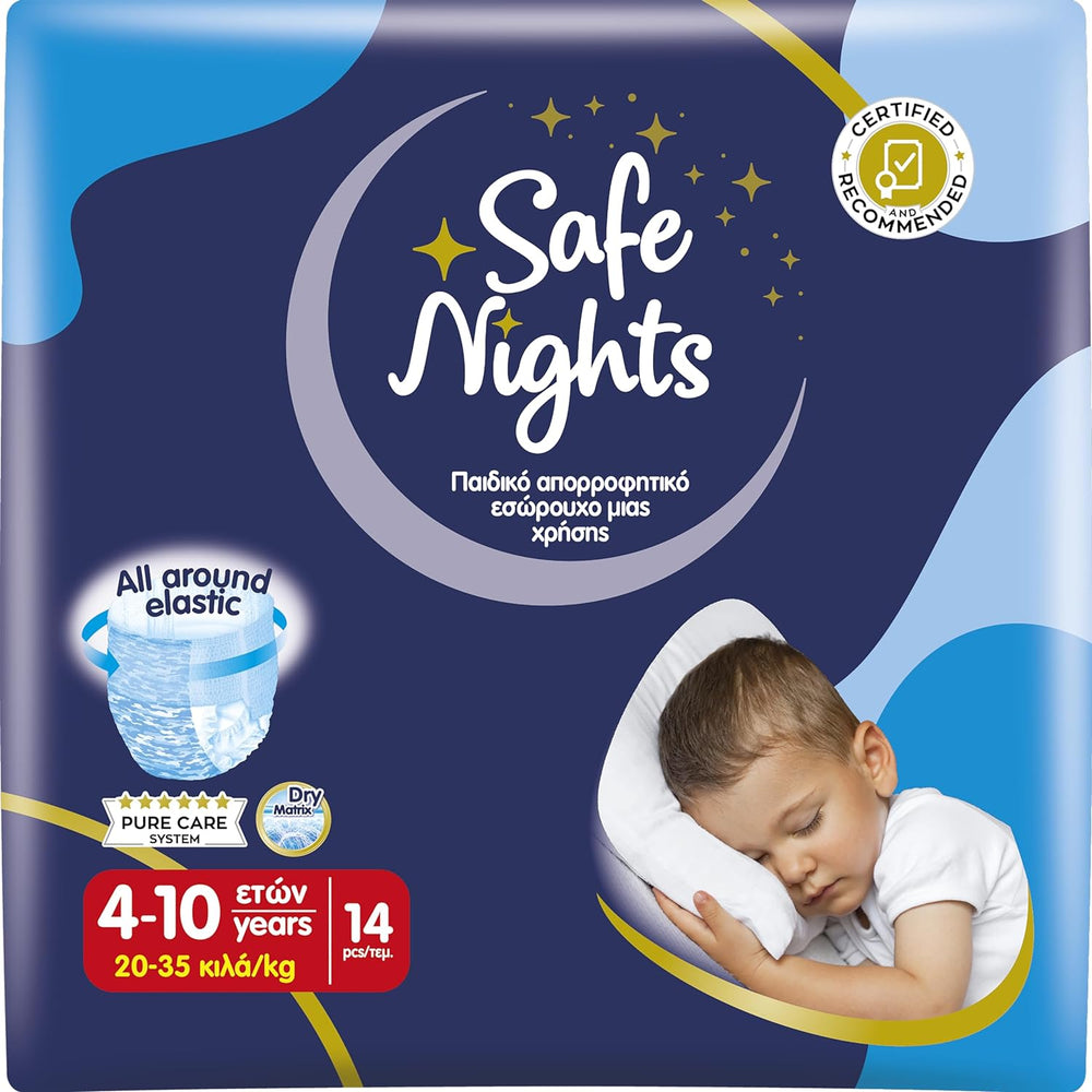 Safe Nights Boy, pantalon de nuit pour 8-16 ans (30-50 kg), 84 pièces
