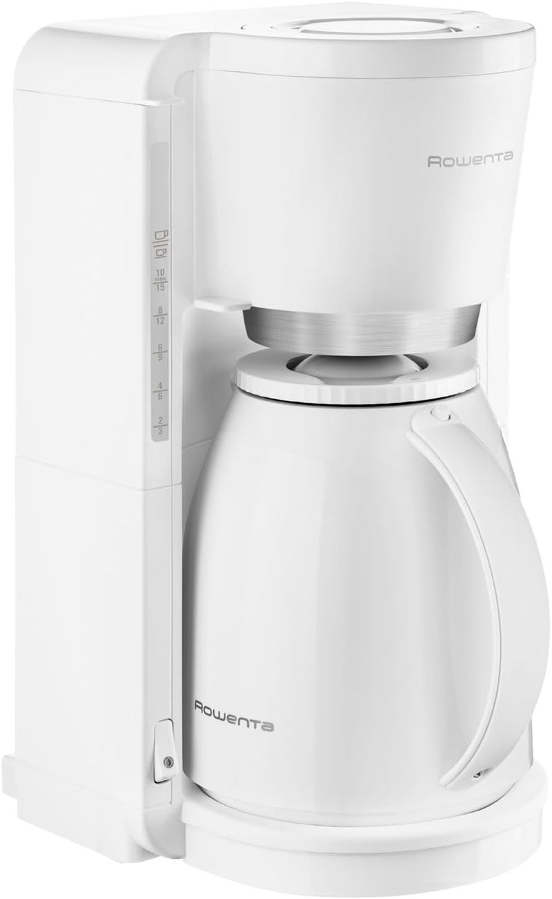 Rowenta Adagio Filter Machine à expresso, carafe thermique en acier inoxydable, garde le café chaud jusqu'à 4 heures, capacité de 10 à 15 tasses, capacité de 1,25 L, panier filtrant amovible, arrêt automatique, noir, CT3818