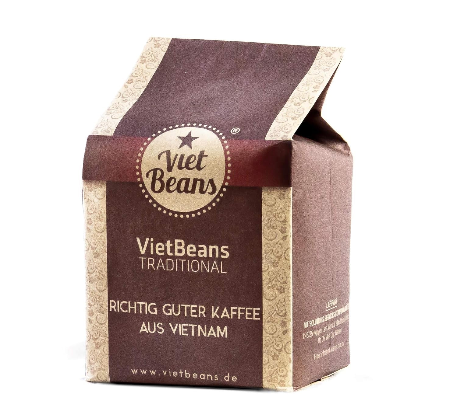 VietBeans Traditional – Ganze Kaffeebohnen – Traditionelle Trommelröstung - Hochwertiger vietnamesischer Kaffee – Geeignet für Fullyautomaten - 250g