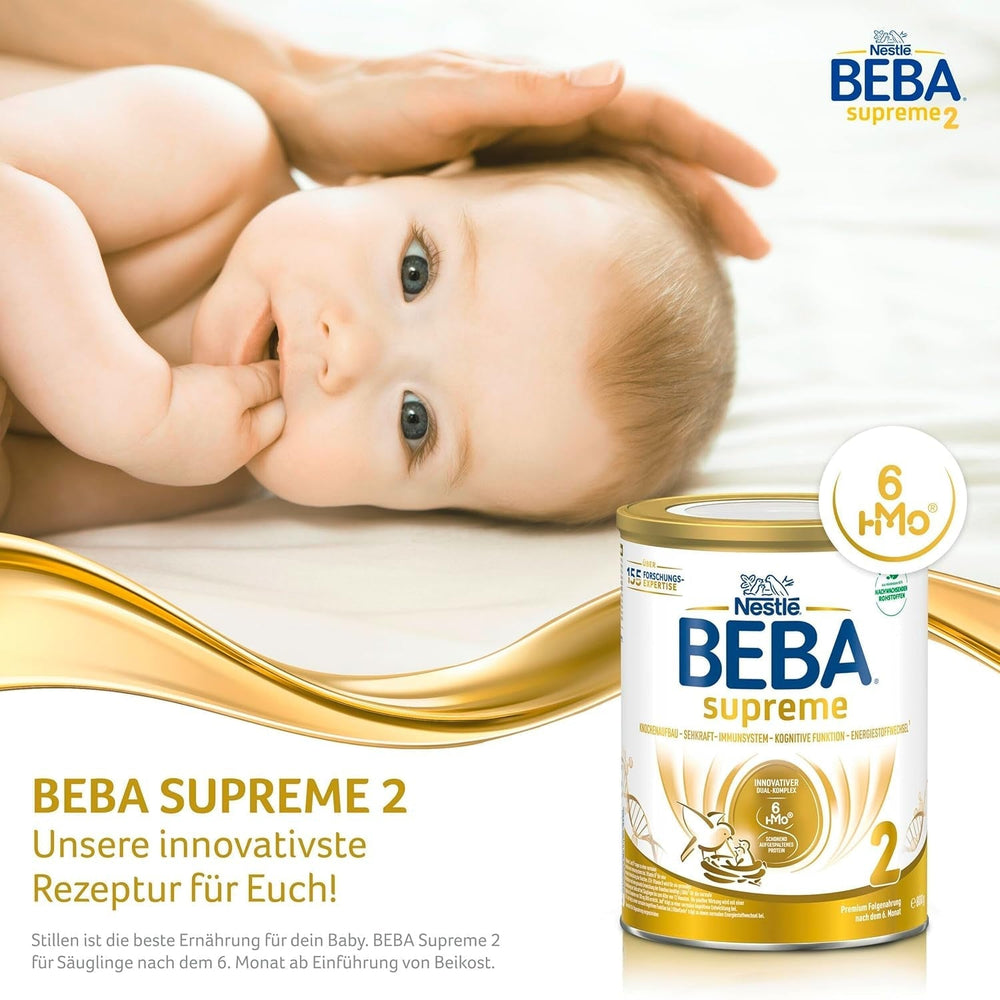 BEBA SUPREME 2 Lait de suite après 6 mois, lactose uniquement, sans huile de palme, pack de 6 (6 x 800g) Naty Shop