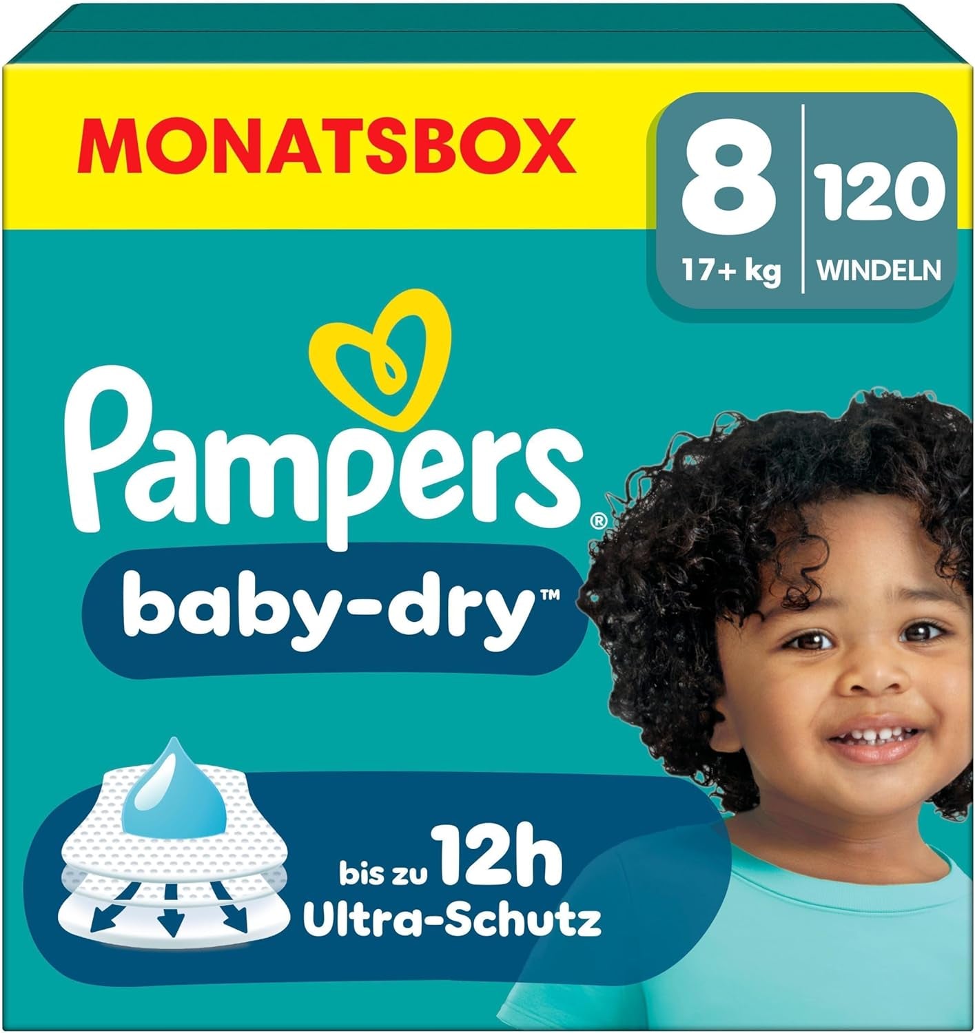 Couches Pampers Baby-Dry taille 5, 174 couches, 11 kg - 16 kg, jusqu'à 100 % de protection contre les fuites et confort toute la nuit