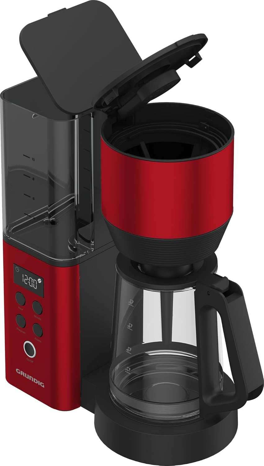 Machine à expresso numérique avec filtre GRUNDIG KM8440, rouge, 1000 W, 1,25 litres