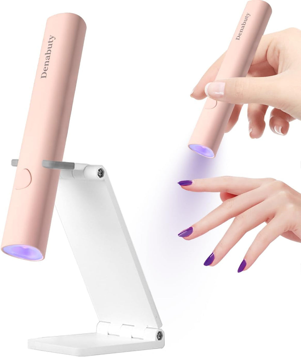 Denabuty UV Lampe Für Gelnägel, Mini U V LED Lampe Für Nägel Wiederaufladbar Mit Ständer Tragbare Kleine UV Nagellampe Für Gel Nagellack, Zum Aushärten Von Nagelkleber & Nail Tips Weiß
