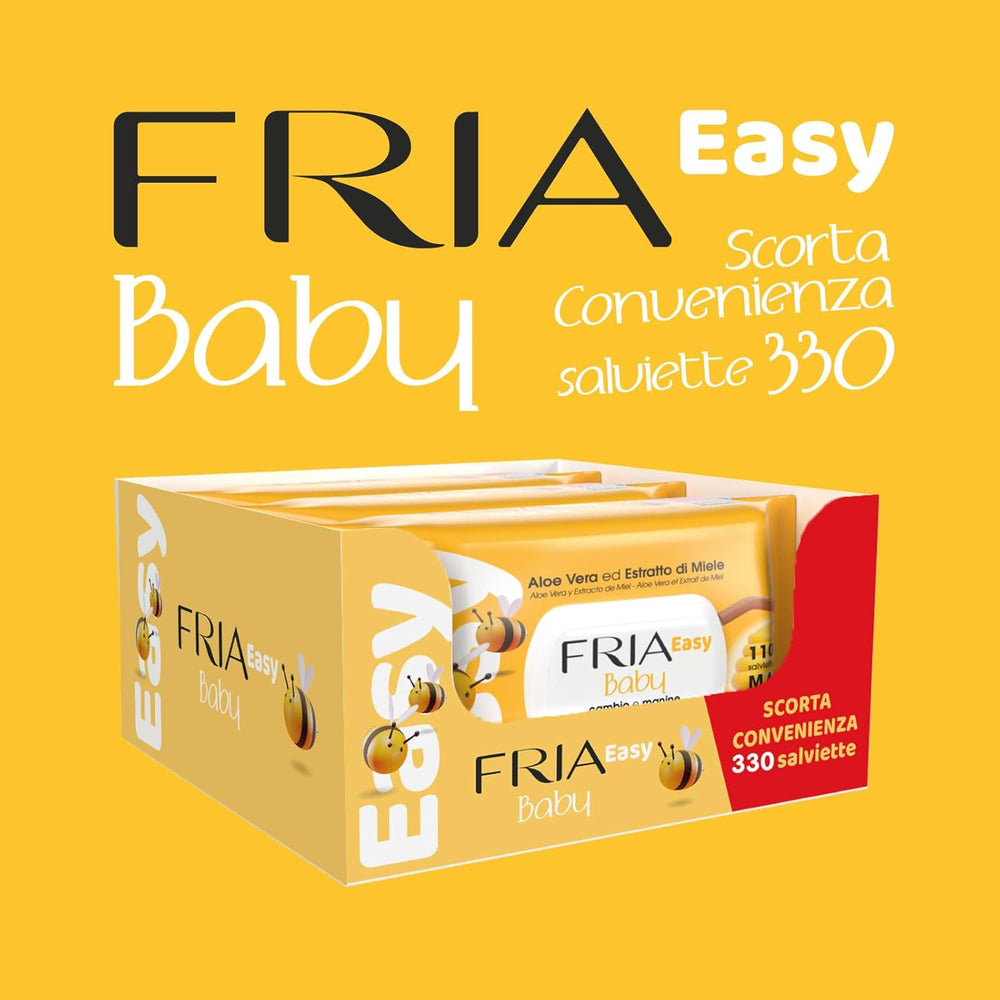 Lingettes humides Easy Baby avec hydratant pour la peau à l'aloe vera et à l'extrait de miel, testées dermatologiquement, paquet de 330 lingettes