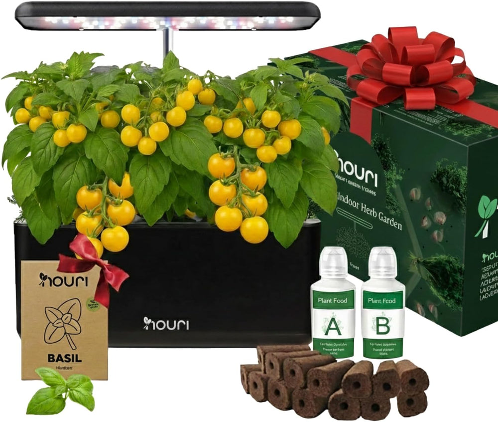 Nouveau pont 7 + basilic héritage | Jardin intelligent pour les cuisiniers à domicile | Système de culture hydroponique | Lampes de culture LED | Kit de jardinage d'herbes aromatiques d'intérieur pour les amateurs de plantes et les jardiniers, blanc