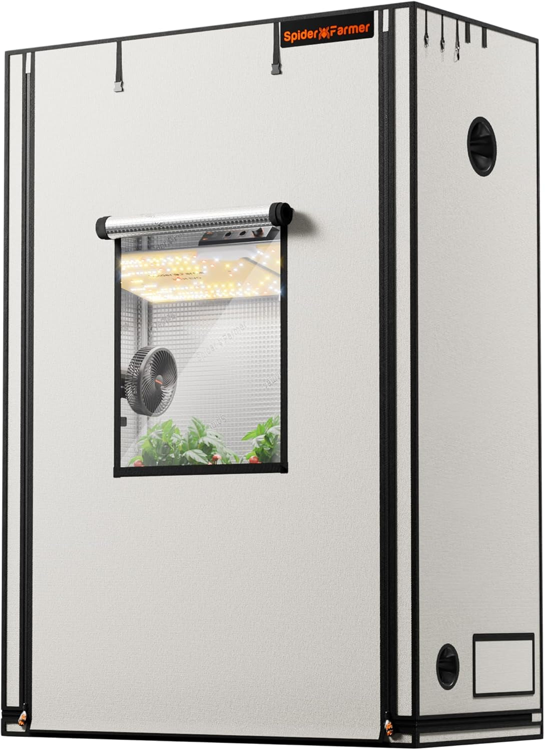 Spider Farmer Pro Tente de culture 70 x 140 x 200 cm avec porte roulante, fenêtre d'observation, panneau de sol amovible, tissu Mylar 2000D, pour culture hydroponique intérieure avec SF4000, G4500, SE4500