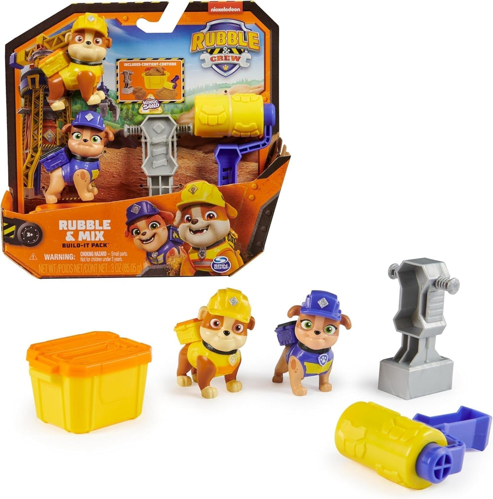 Rubble & Crew - Ensemble de figurines d'action Rubble & Mix, 2 jouets de construction et 85 g de sable de construction cinétique, jouet adapté aux figurines d'action de 3 ans et plus Naty Shop Rubble Mix