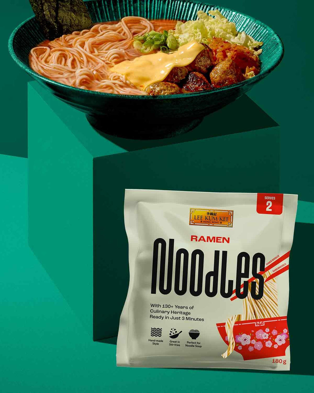 LEE KUM KEE Ramen Noodles - Ramen asiatique à la texture délicate et fine, le classique des soupes ramen et des plats au wok, nouilles semi-sèches, deux portions par paquet, 6 x 180g multipack