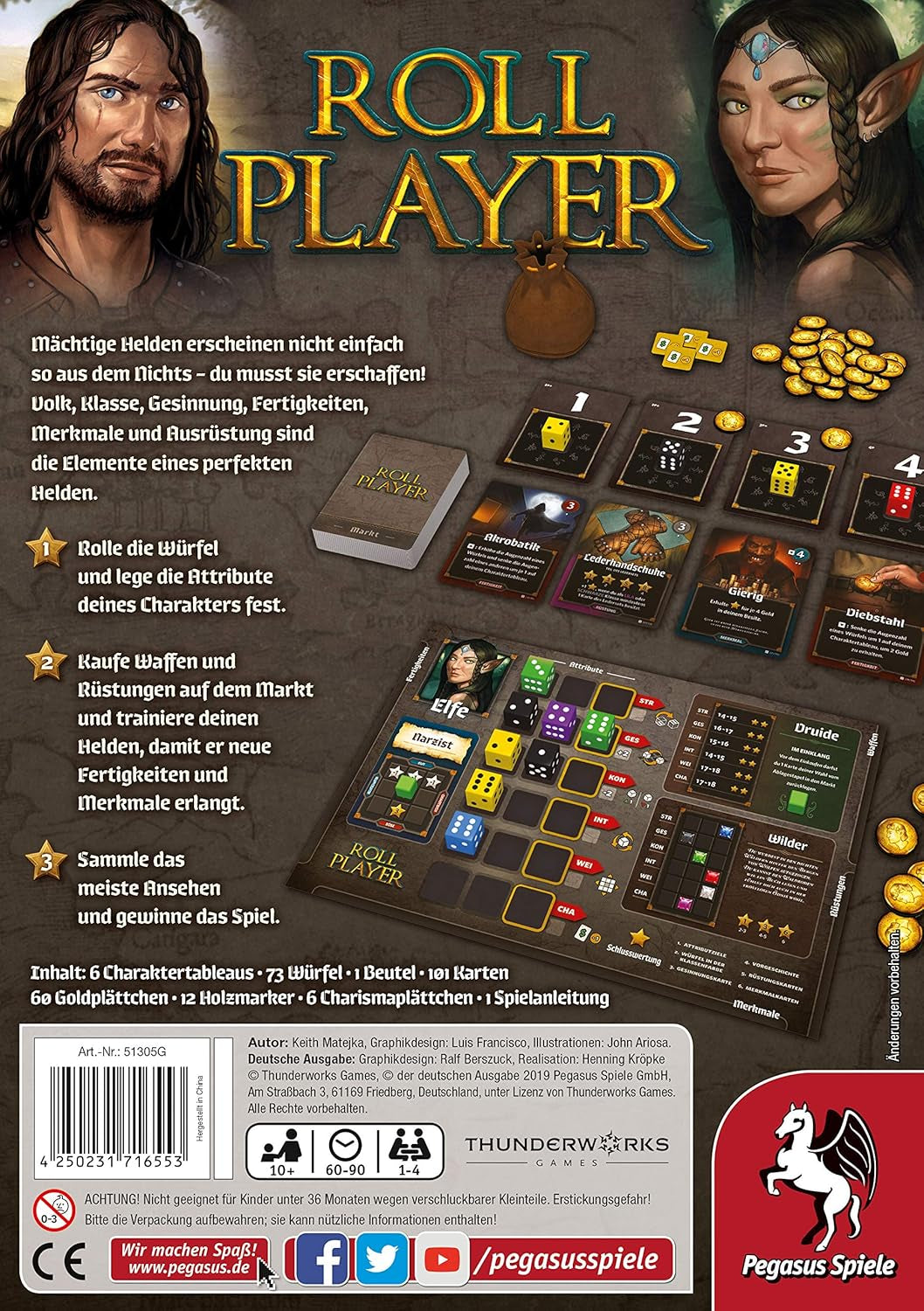 Pegasus Spiele 51305G - Roll Player (édition allemande), coloré