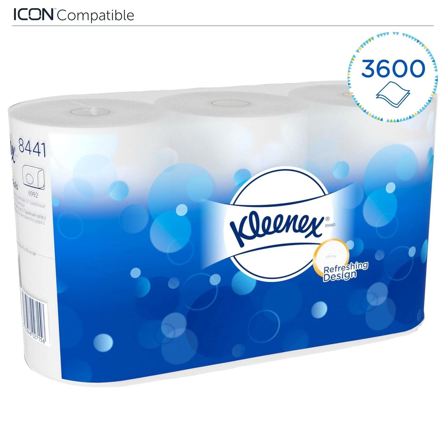 Hârtie igienică Kleenex standard roll 8441 - hârtie igienică cu 2 straturi - 6 pachete a câte 6 role X 600 foi fiecare, alb (36 role/21.600 foi în total)