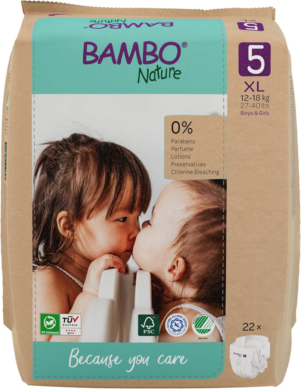 Couches pour bébé Bambo Nature, taille 1 (2-4 kg), boîte mensuelle de 132 unités | Couches haut de gamme avec protection améliorée contre les fuites | Confort et liberté ultimes pour les nouveau-nés | Couches testées dermatologiquement