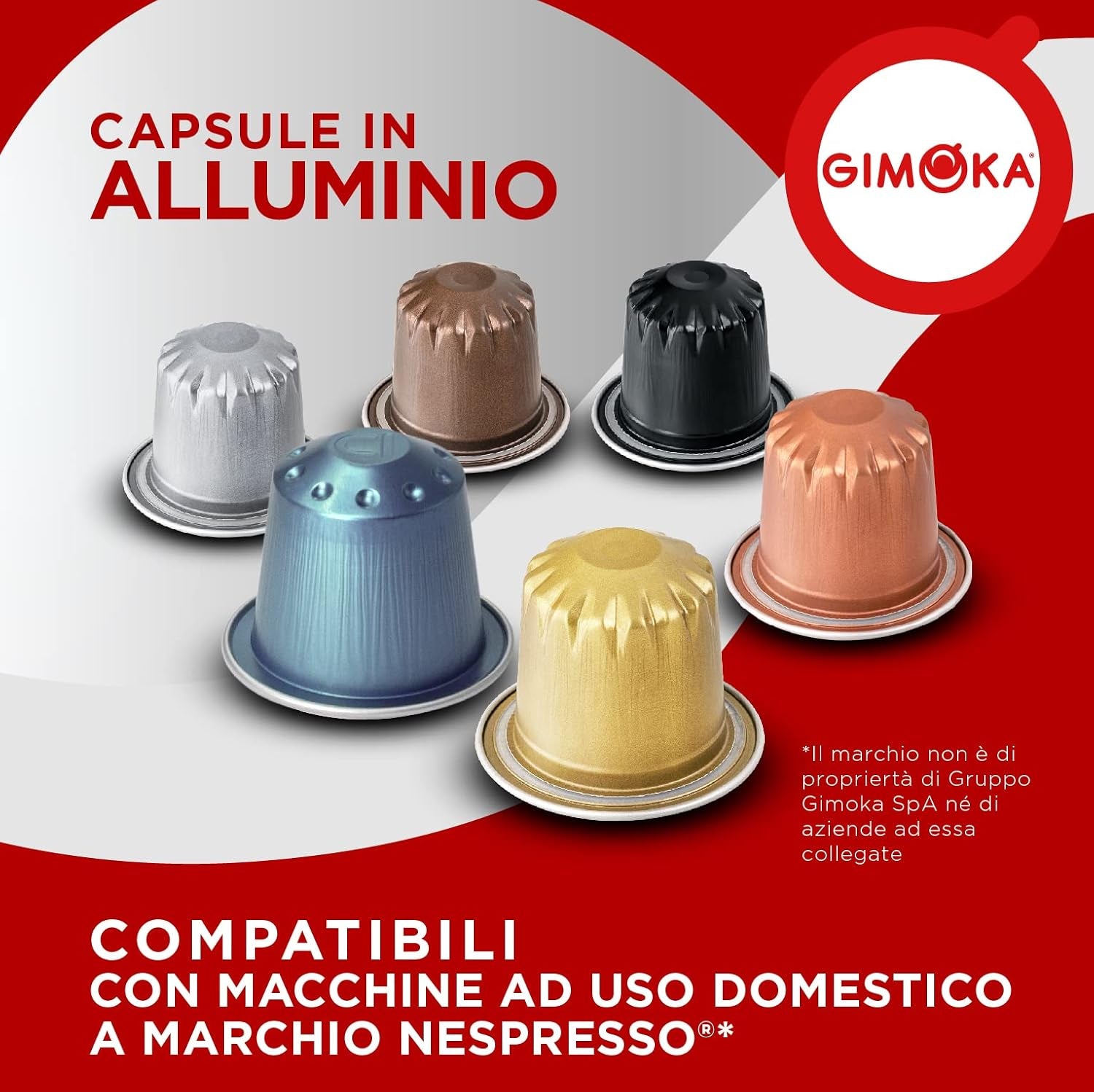 Gimoka Kaffeekapseln Espresso Ristretto, Intensität 11/13-100 Kapsel aus Aluminium - Compatible avec Nespresso* Haushalts-Espressomaschinen - 100 Stück (10 x 10 Getränke) - Hergestellt en Italien