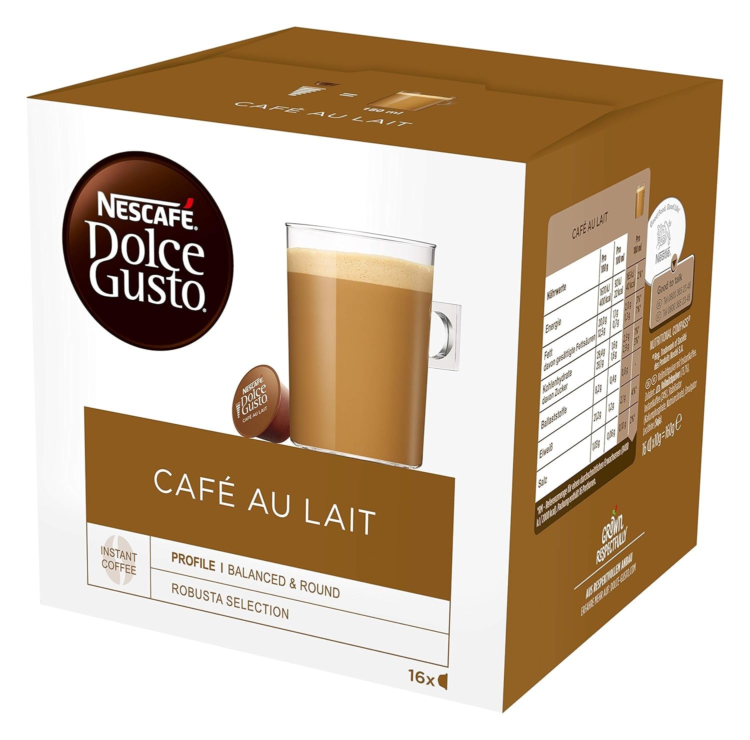 NESCAFÉ Dolce Gusto Café au Lait 96 Kaffeekapseln & Latte Macchiato Caramel, 48 Kaffeekapseln