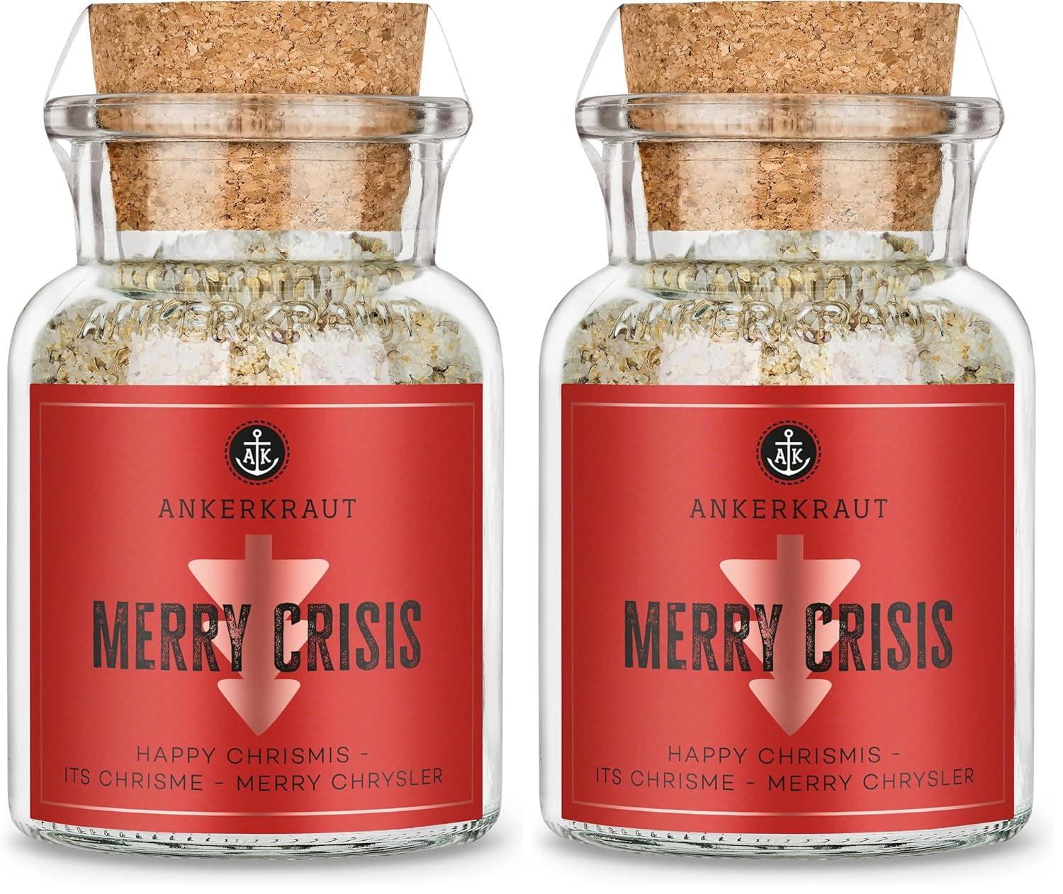 Ankerkraut "Merry Crisis" Anlass-Gewürz, Aioli Pfeffer Salz zum Verschenken, Gewürz Geschenk mit Knoblauch, 155 g dans Corkenglas