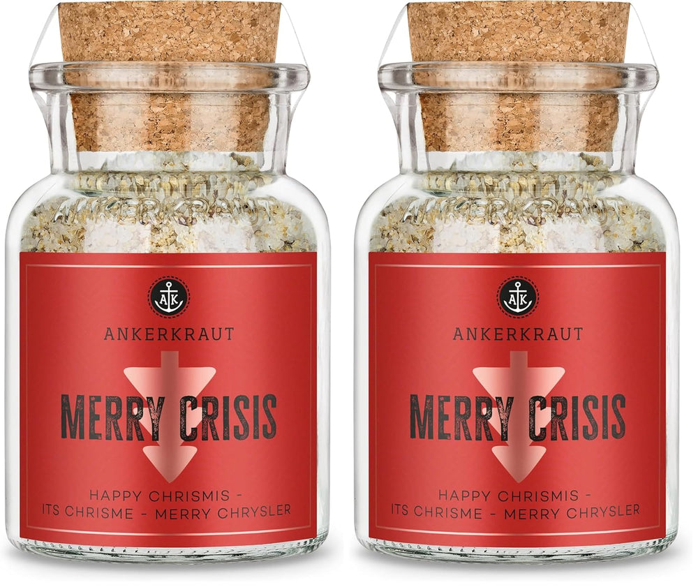 Ankerkraut "Merry Crisis" Anlass-Gewürz, Aioli Pfeffer Salz zum Verschenken, Gewürz Geschenk mit Knoblauch, 155 g dans Corkenglas