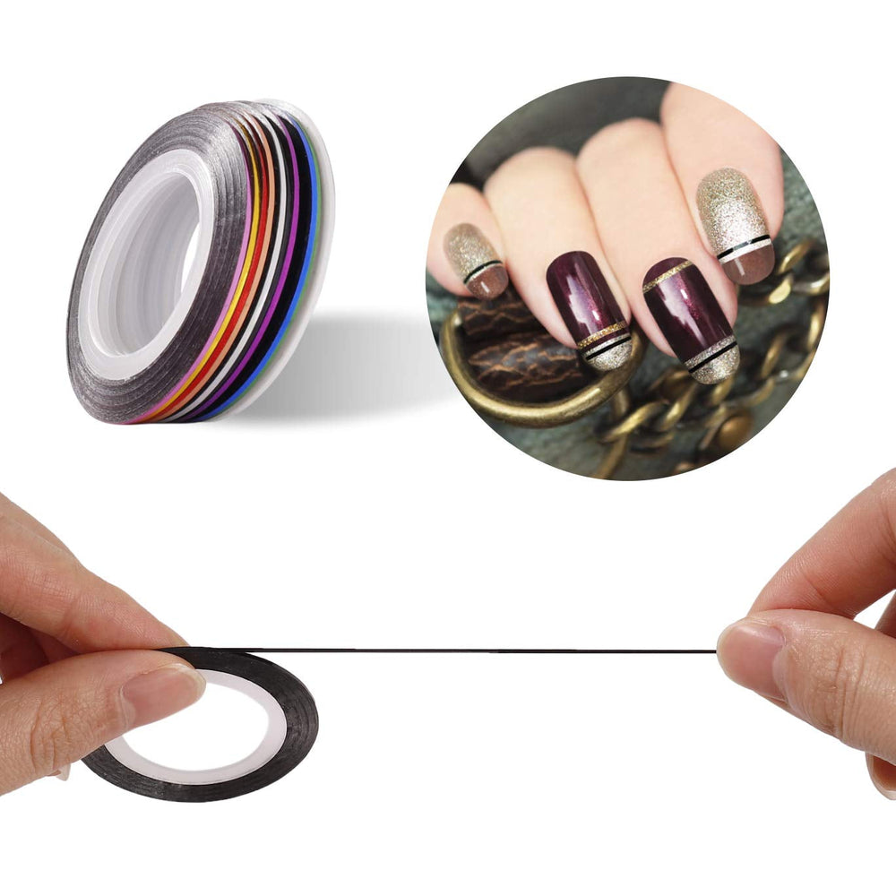 Nail Art Dekorationen & Nagelpinsel Set, Nageldesign Zubehör, Nagelset 5 Stk 2 Wege Punktierung Stift, 15 Malerei Polnisch Pinsel Set, 10 Streifenband, 4 Boxen Bunte Nagel Strass Dekoration