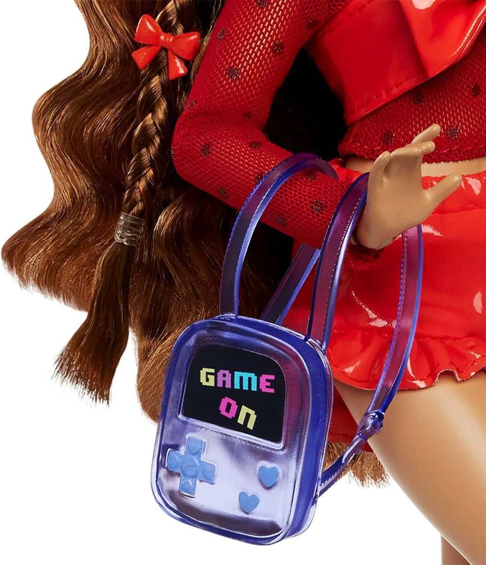 Poupée Barbie Dream Besties et accessoires, poupée mannequin Teresa mobile avec cheveux bruns et pinces à cheveux, 10 pièces sur le thème du jeu vidéo, HYC23 Naty Shop Dolls