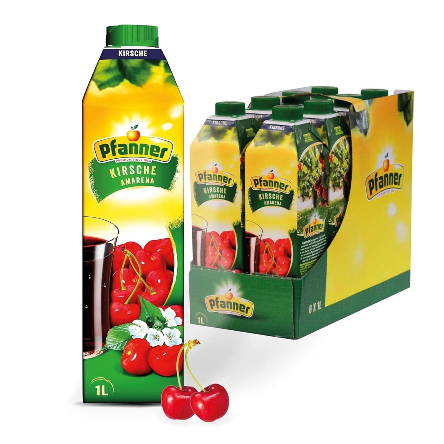 Pfanner Fraise Fruit Nectar (8 X 1 Litre) - 30% de Fruits - Boisson à la Fraise