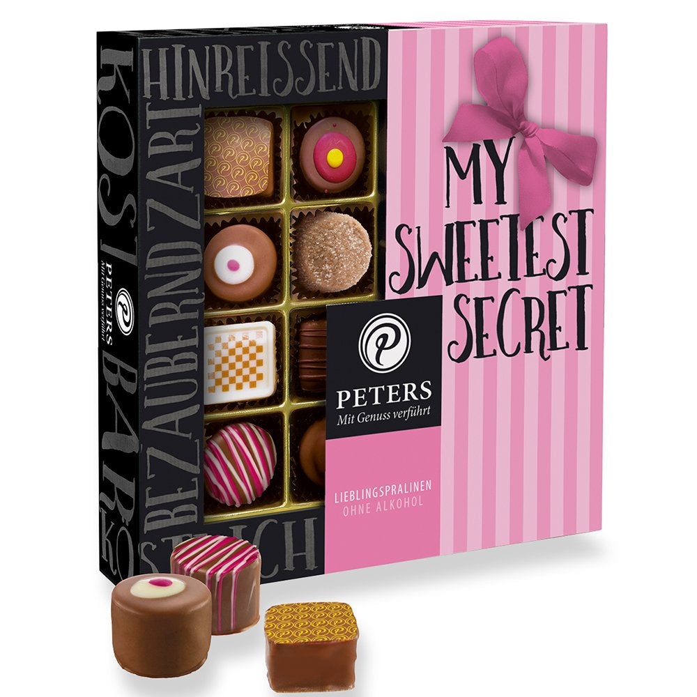 Peters, cutie cadou, amestec de praline cu sau fara alcool Bomboane de Ciocolata Naty Shop 200 grame My Sweetest Secret