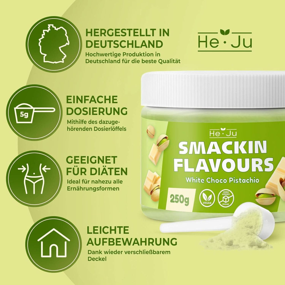 He-Ju, Poudre au goût de chocolat blanc et pistache, 250 grammes Naty Shop Flavors