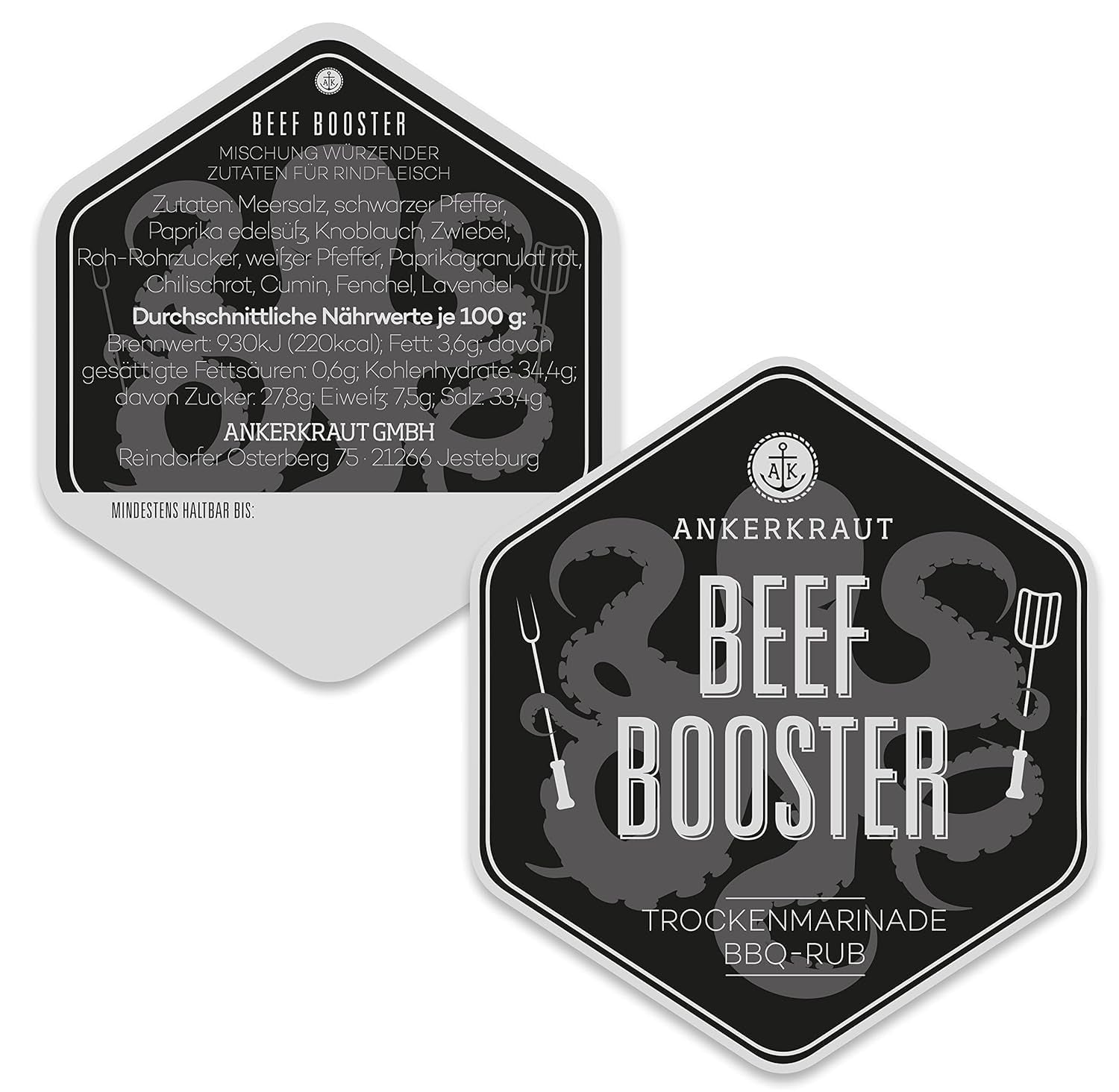 Ankerkraut Beef Booster, Rub Brisket et Steak Gewürz, Gewürzmischung für Fleisch, 230g en Streuer