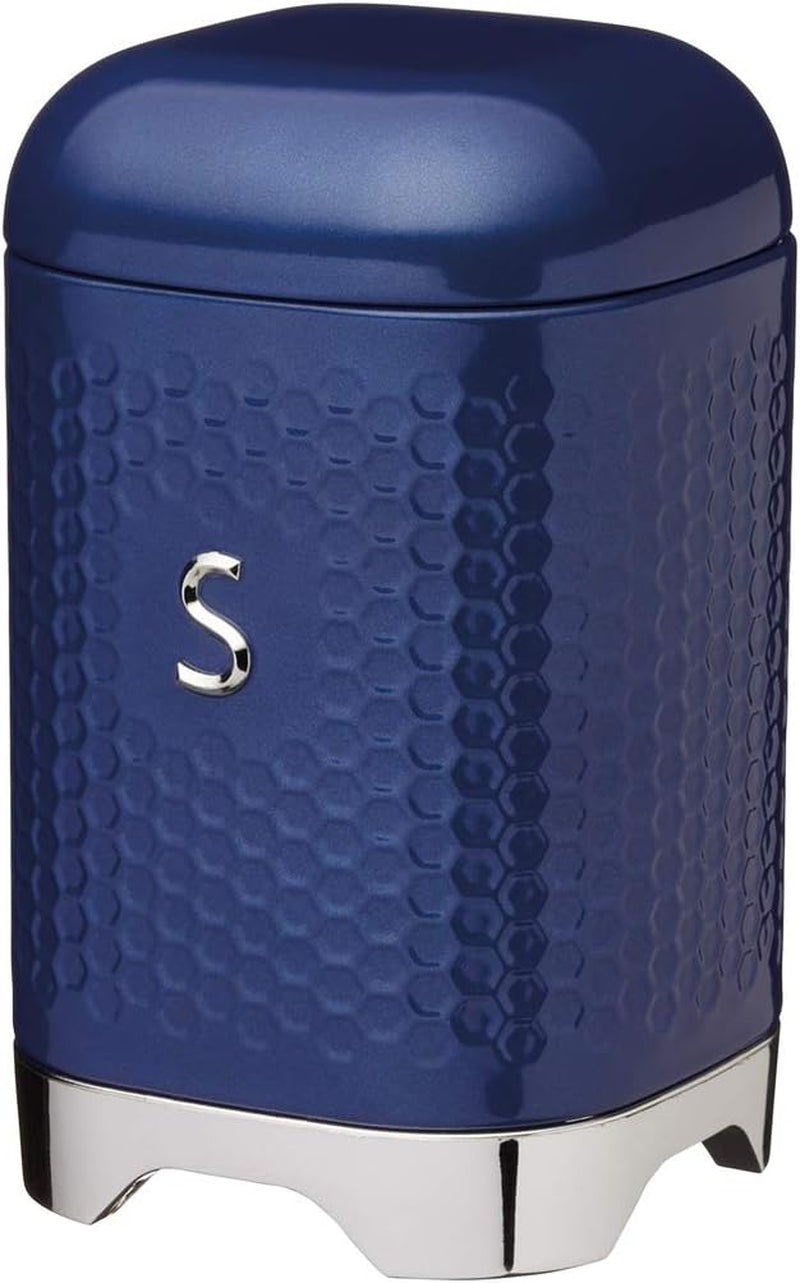 KitchenCraft Lovello Boîte à thé en acier blanc, surface texturée, style années 1950 avec couvercle, pour thé en vrac et sachets de thé, 11 cm x 11 cm x 19 cm, blanc glacier