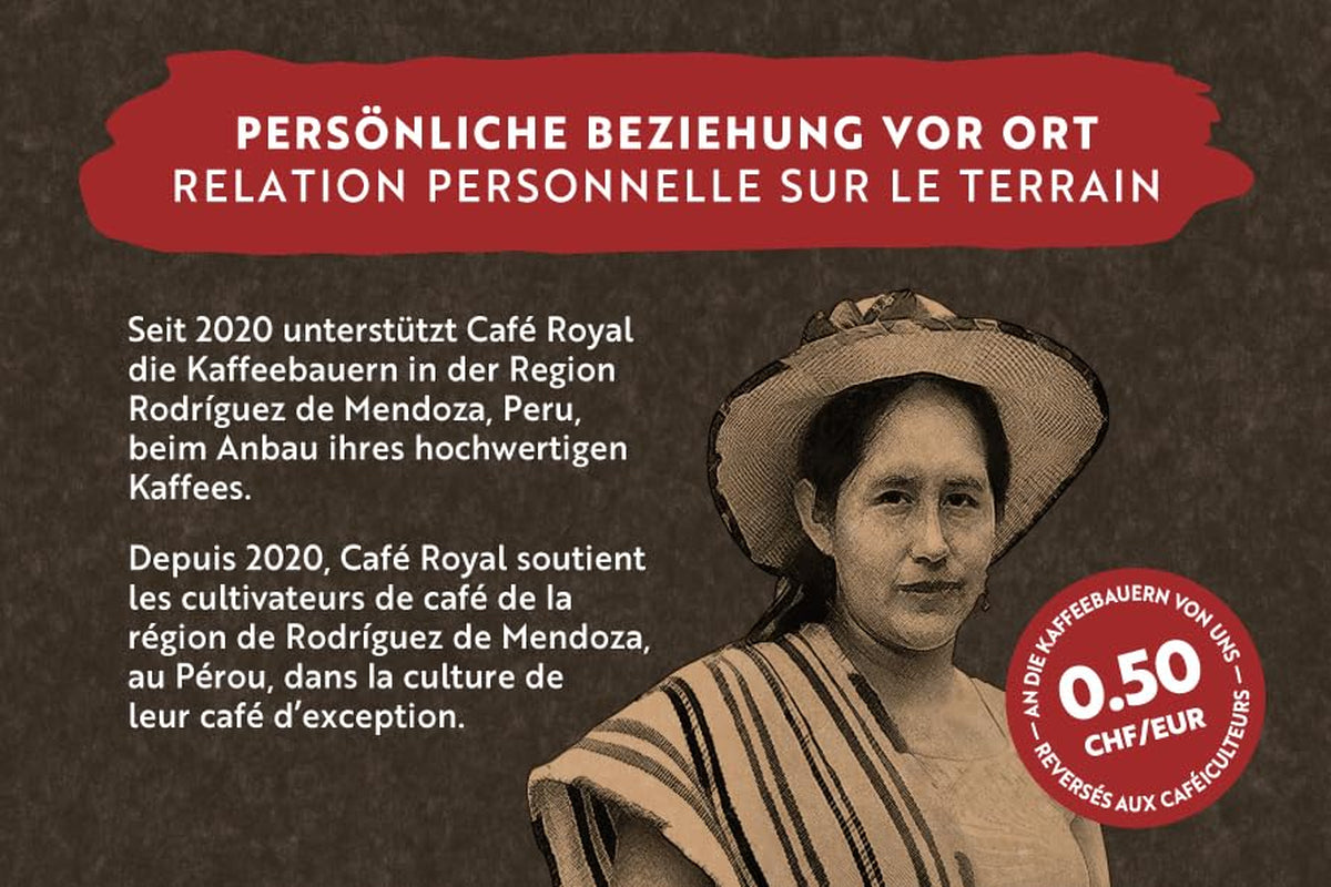 Café Royal Bio Espresso Pérou – Cafés à café 100 % Arabica, aromatiques intenses, rôtis foncés, étoiles 4/5, Bio & Fairtrade, 500 g de pots de fleurs