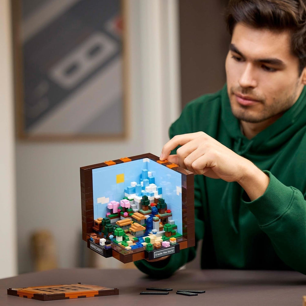 LEGO Minecraft The Workbench Ensemble de construction 8 figurines, jeu vidéo comprenant Steve Alex Créatures et biomes Modèle 15e anniversaire Idée cadeau pour adultes Hommes Femmes 21265 Ensembles de construction Beuche den LEGO-Store